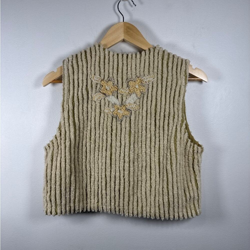 Sandy Starkman Vintage Chenille Floral Embroidered Cotton Vest - Picture 6 of 8